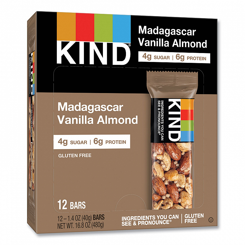 Nuts and Spices Bar, Madagascar Vanilla Almond, 1.4 oz Bar, 12/Box (17850)
