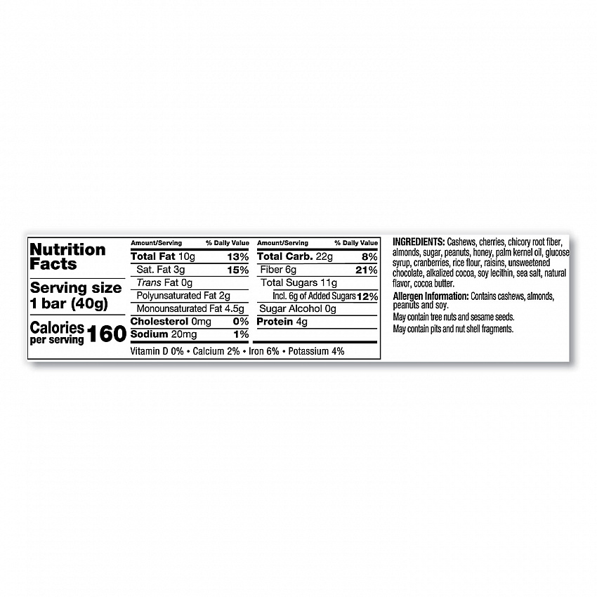 Plus Nutrition Boost Bar, Dk ChocolateCherryCashew/Antioxidants, 1.4 oz Bar, 12/Box (17250)