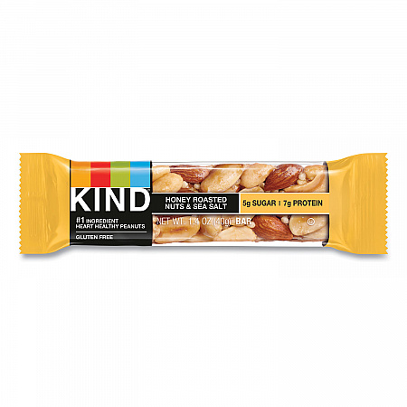 Nuts and Spices Bar, Honey Roasted Nuts/Sea Salt, 1.4 oz Bar, 12/Box (19990)