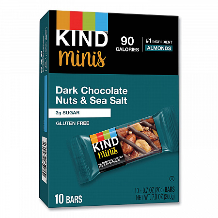 Minis, Dark Chocolate Nuts/Sea Salt, 0.7 oz Bar, 10/Pack (27959)