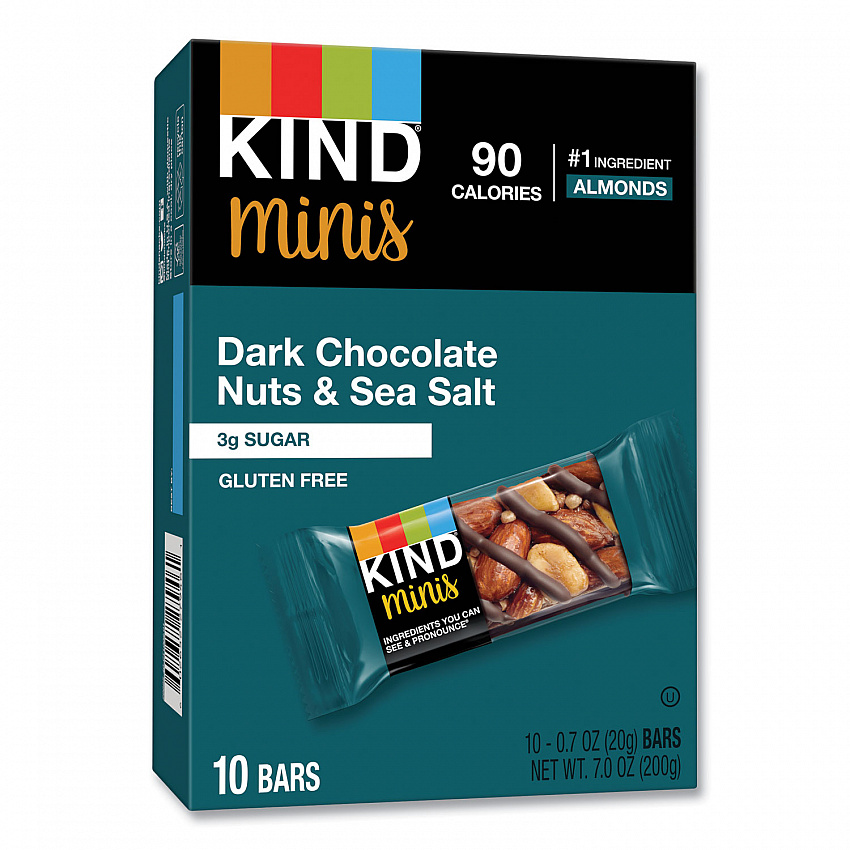 Minis, Dark Chocolate Nuts/Sea Salt, 0.7 oz Bar, 10/Pack (27959)