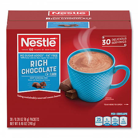 Hot Cocoa Mix, Rich Chocolate, 0.28 oz Packet, 30 Packets/Box, 6 Boxes/Carton (61411CT)