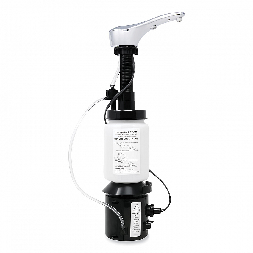 SureFlo Top-Fill Automatic Bulk Foam Soap Dispenser, 34 oz, 7.75 x 7.75 x 19.94, Chrome (828)