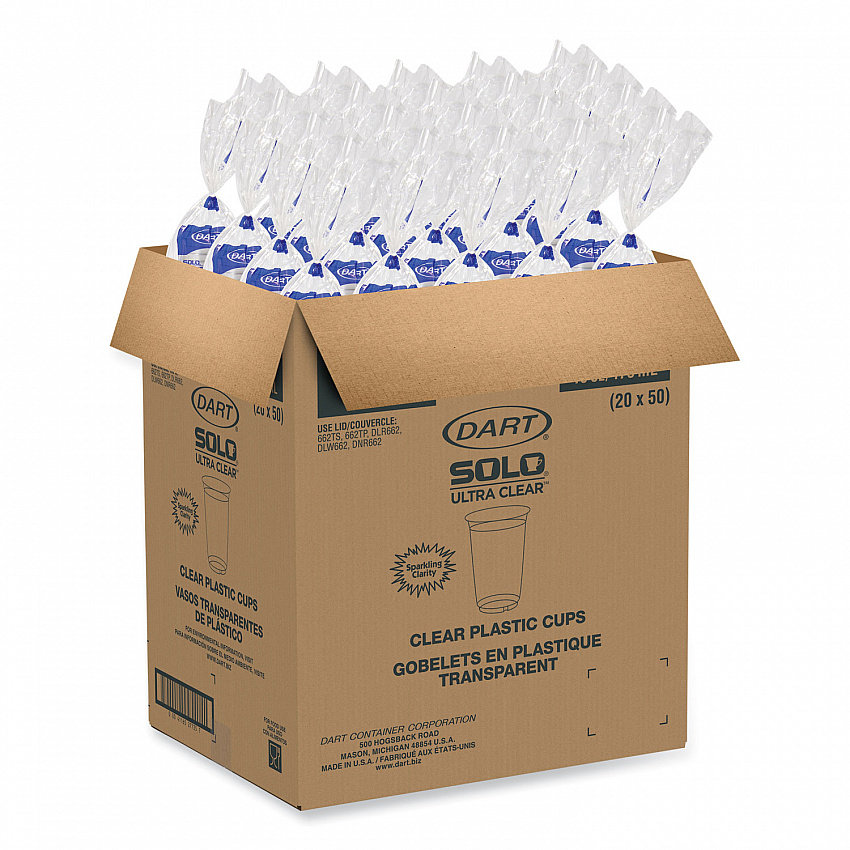 Ultra Clear Cups, 16 oz, Plastic, 50/Bag, 20 Bags/Carton (TR16)