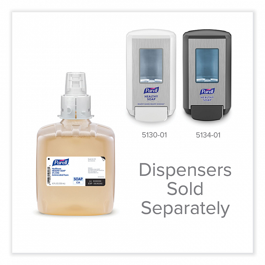 Healthcare HEALTHY SOAP 2% CHG Antimicrobial Foam Refill, For CS4 Dispensers, Fragrance-Free, 1,250 mL, 3/Carton (518103)