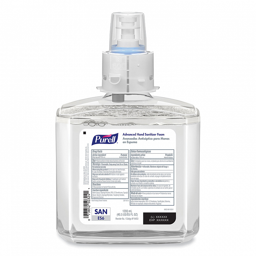 Advanced Hand Sanitizer Foam, For ES6 Dispensers, 1,200 mL Refill, Clean Scent, 2/Carton (645302)