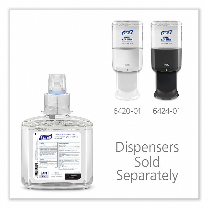Advanced Hand Sanitizer Foam, For ES6 Dispensers, 1,200 mL Refill, Clean Scent, 2/Carton (645302)