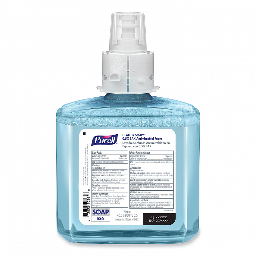 HEALTHY SOAP 0.5% BAK Antimicrobial Foam Refill, For ES6 Dispensers, Light Citrus Floral Scent, 1,200 mL, 2/Carton (648002)