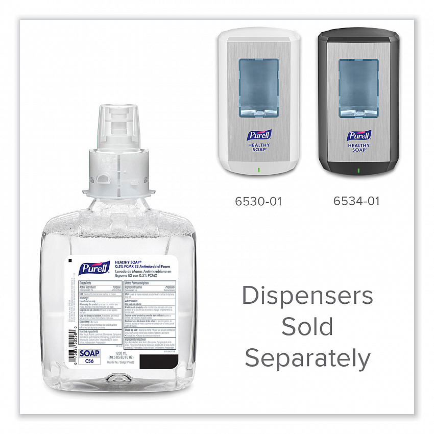 HEALTHY SOAP 0.5% PCMX E2 Antimicrobial Foam Refill, For CS6 Dispensers, Fragrance-Free, 1,200 mL, 2/Carton (658202CT)