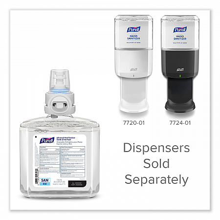 Advanced Hand Sanitizer Gentle and Free Foam, 1,200 mL Refill, Fragrance-Free, For ES8 Dispensers, 2/Carton (775102)