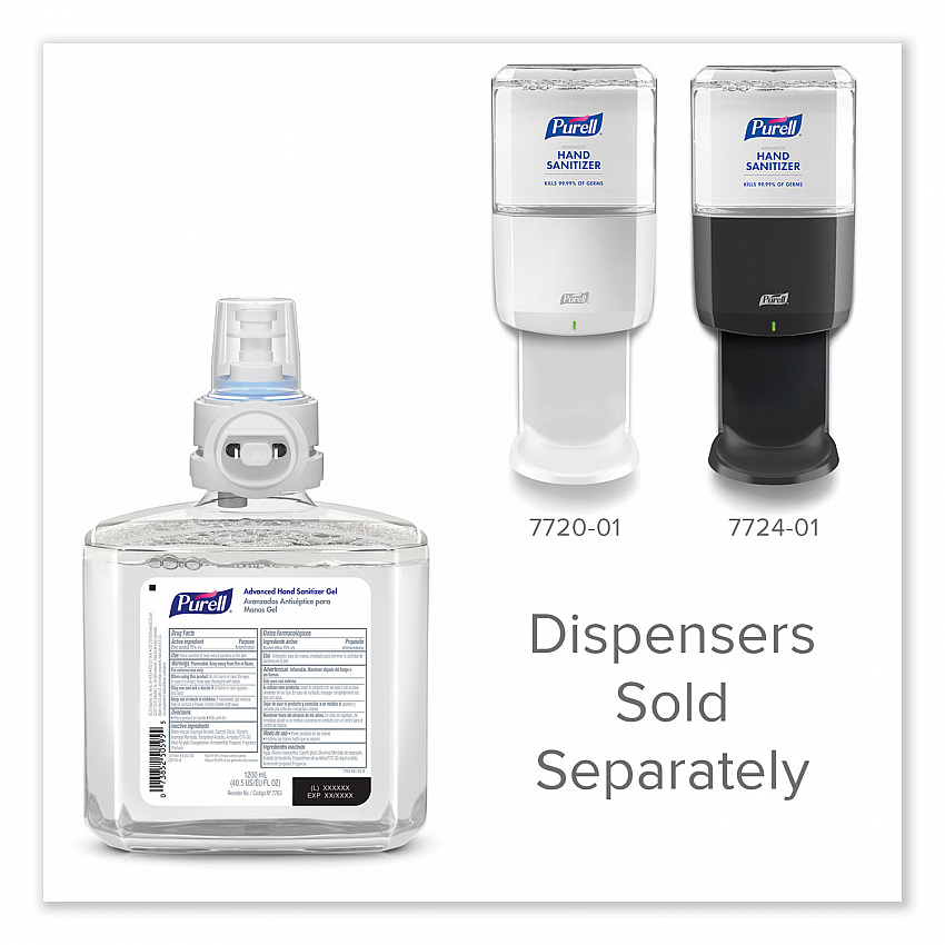 Advanced Hand Sanitizer Gel Refill, 1,200 mL, Clean Scent, For ES8 Dispensers, 2/Carton (776302)
