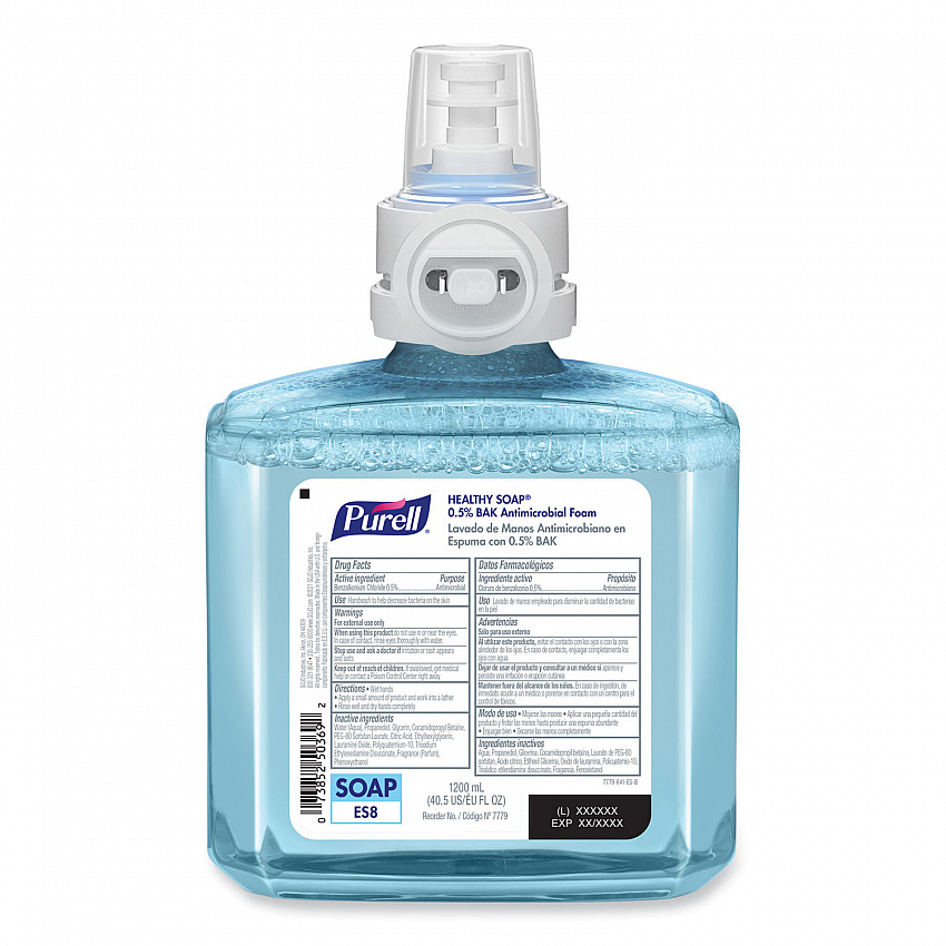 HEALTHY SOAP 0.5% BAK Antimicrobial Foam Refill, For ES8 Dispensers, Light Citrus Floral Scent, 1,200 mL, 2/Carton (777902)