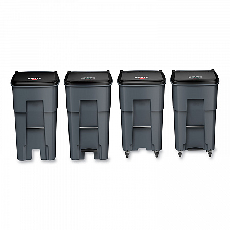 Brute Roll-Out Heavy-Duty Container, 65 gal, Polyethylene, Gray (9W21GY)