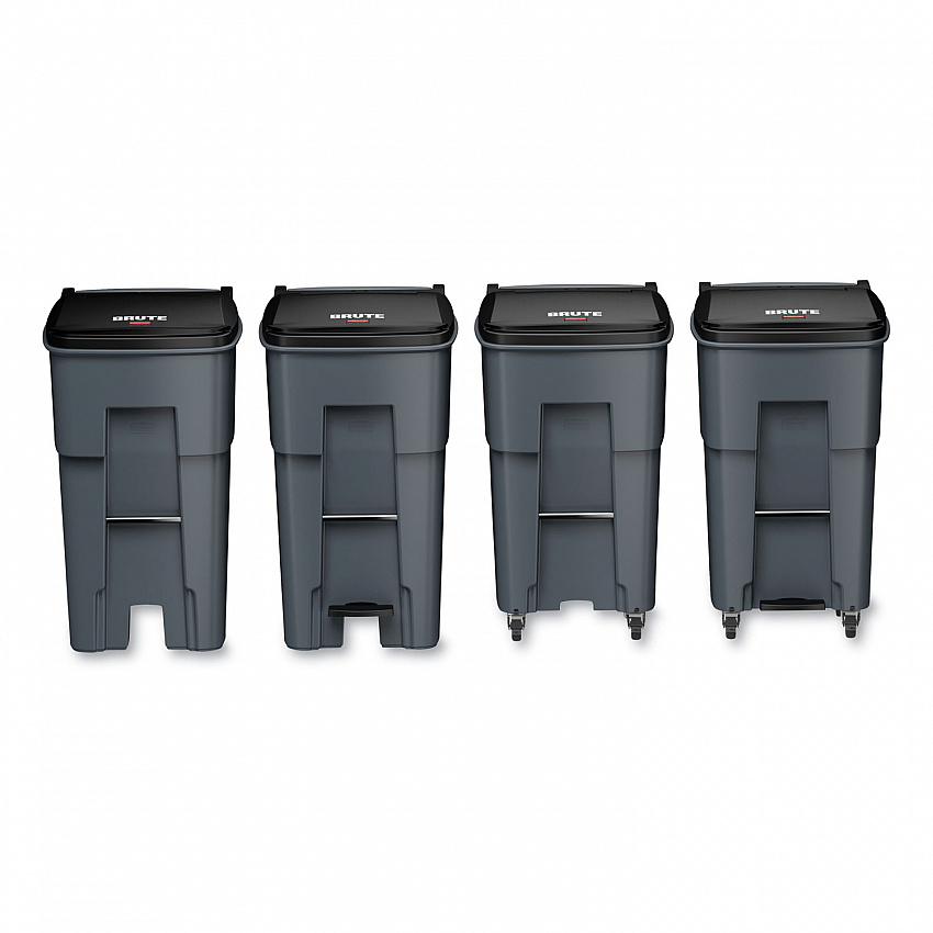 Brute Roll-Out Heavy-Duty Container, 65 gal, Polyethylene, Gray (9W21GY)