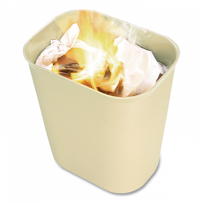 Fiberglass Wastebasket, 7 gal, Fiberglass, Beige (254300BG)