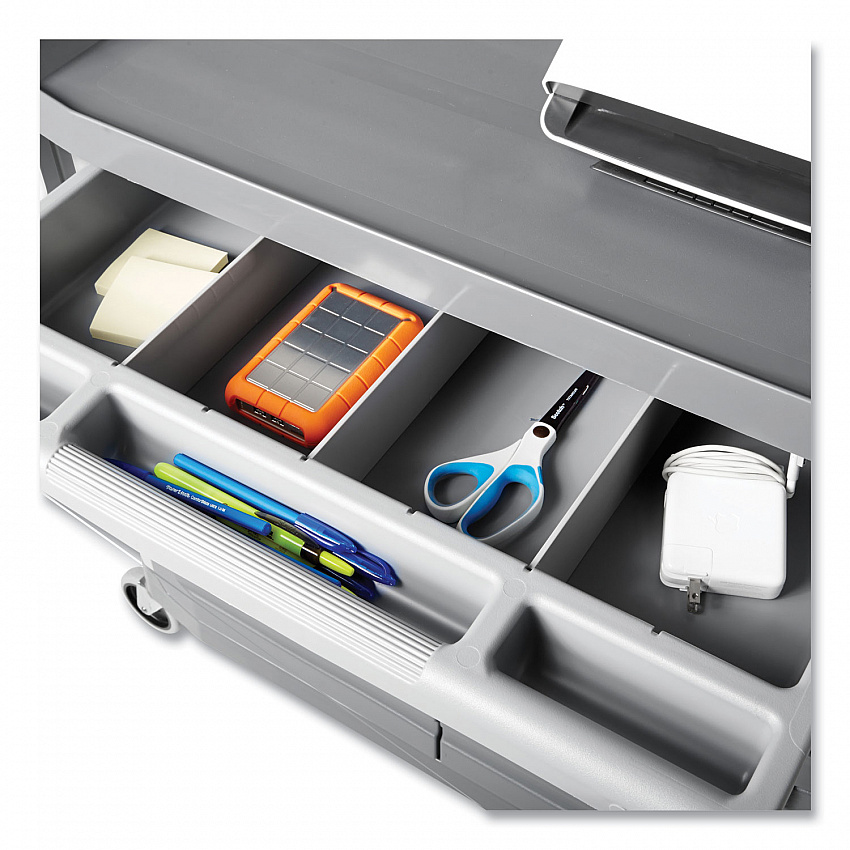 Xtra Instrument Cart with Locking Storage Area, Plastic, 3 Shelves, 300 lb Capacity, 20" x 40.63" x 37.8", Gray (4094GRA)