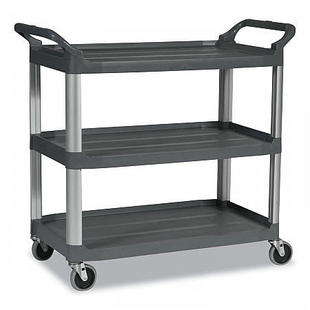 Xtra Utility Cart with Open Sides, Plastic, 3 Shelves, 300 lb Capacity, 20