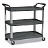 Xtra Utility Cart with Open Sides, Plastic, 3 Shelves, 300 lb Capacity, 20