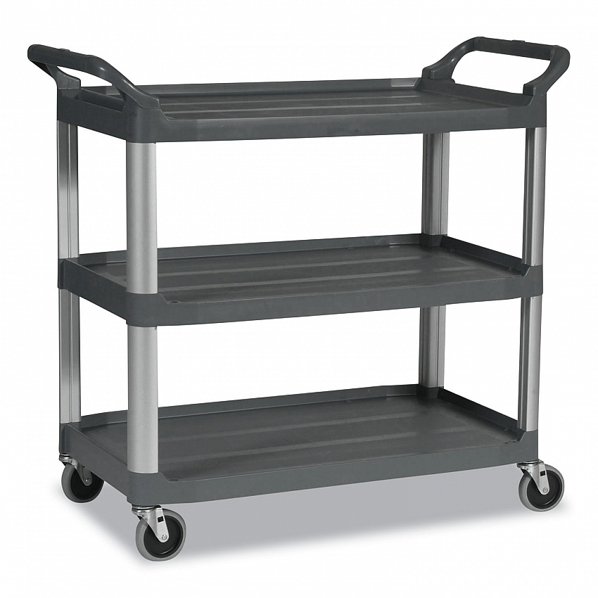 Xtra Utility Cart with Open Sides, Plastic, 3 Shelves, 300 lb Capacity, 20" x 40.63" x 37.8", Gray (4091GRA)