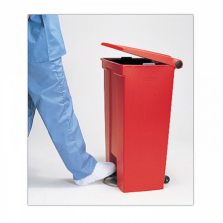 Indoor Utility Step-On Waste Container, 23 gal, Plastic, Red (6146RED)