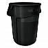 Vented Round Brute Container, 44 gal, Plastic, Black (264360BK)