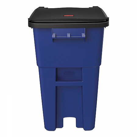 Square Brute Rollout Container, 50 gal, Molded Plastic, Blue (9W27BLU)