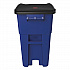 Square Brute Rollout Container, 50 gal, Molded Plastic, Blue (9W27BLU)
