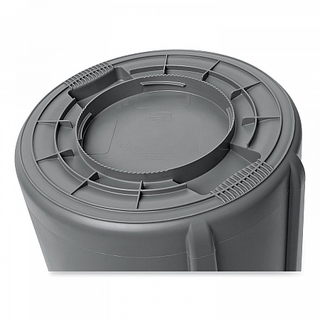 Vented Round Brute Container, 55 gal, Plastic,  Gray (265500GY)