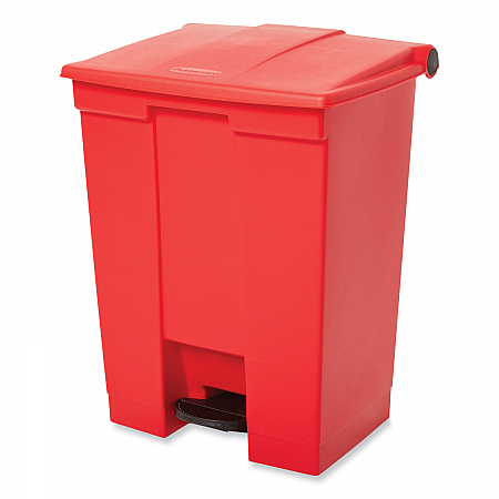 Indoor Utility Step-On Waste Container, 18 gal, Plastic, Red (614500RED)