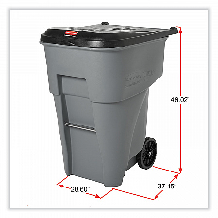 Brute Roll-Out Heavy-Duty Container, 95 gal, Polyethylene, Gray (9W22GY)