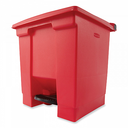 Indoor Utility Step-On Waste Container, 8 gal, Plastic, Red (6143RED)