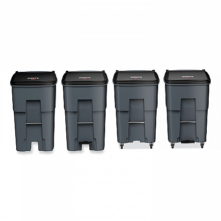 Brute Roll-Out Heavy-Duty Container, 95 gal, Polyethylene, Gray (9W22GY)
