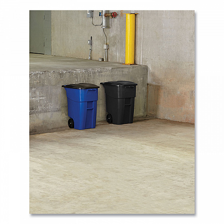 Square Brute Rollout Container, 50 gal, Molded Plastic, Blue (9W27BLU)