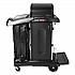 Executive High Security Janitorial Cleaning Cart, Plastic, 4 Shelves, 1 Bin, 23.1
