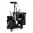Executive Janitorial Cleaning Cart, Plastic, 4 Shelves, 1 Bin, 21.75