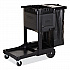 Executive Janitorial Cleaning Cart, Plastic, 4 Shelves, 1 Bin, 21.75