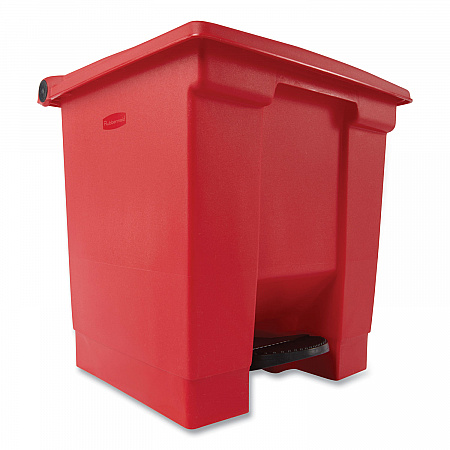 Indoor Utility Step-On Waste Container, 8 gal, Plastic, Red (6143RED)