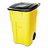 Square Brute Rollout Container, 50 gal, Molded Plastic, Yellow (9W27YEL)