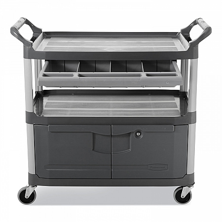 Xtra Instrument Cart with Locking Storage Area, Plastic, 3 Shelves, 300 lb Capacity, 20