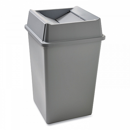 Untouchable Square Waste Receptacle, 35 gal, Plastic, Gray (3958GRA)