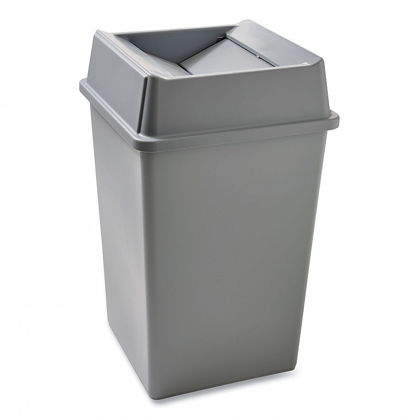 Untouchable Square Waste Receptacle, 35 gal, Plastic, Gray (3958GRA)