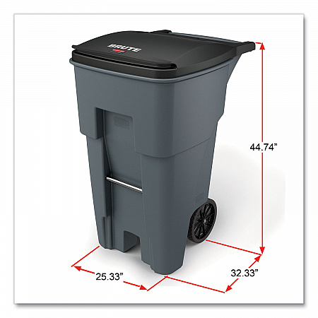 Brute Roll-Out Heavy-Duty Container, 65 gal, Polyethylene, Gray (9W21GY)
