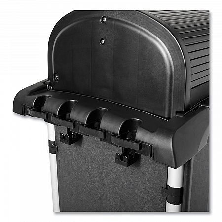 Executive High Security Janitorial Cleaning Cart, Plastic, 4 Shelves, 1 Bin, 23.1