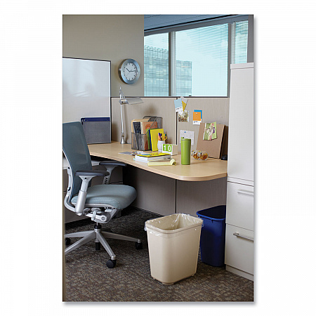 Fiberglass Wastebasket, 7 gal, Fiberglass, Beige (254300BG)