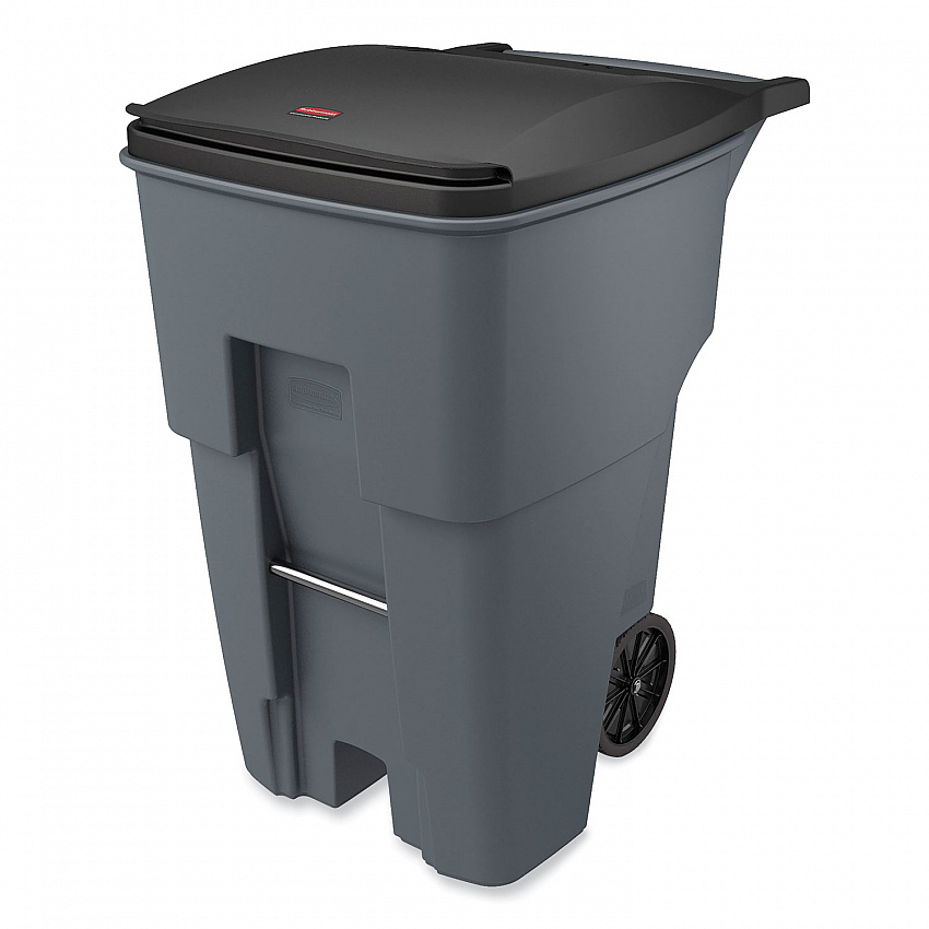 Brute Roll-Out Heavy-Duty Container, 95 gal, Polyethylene, Gray (9W22GY)