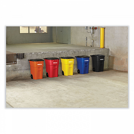Square Brute Rollout Container, 50 gal, Molded Plastic, Blue (9W27BLU)