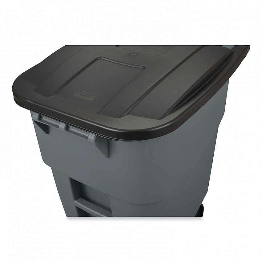 Rollout Container, 50 gal, Molded Plastic, Gray (9W27GY)