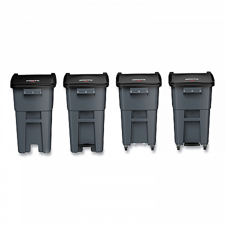 Rollout Container, 50 gal, Molded Plastic, Gray (9W27GY)