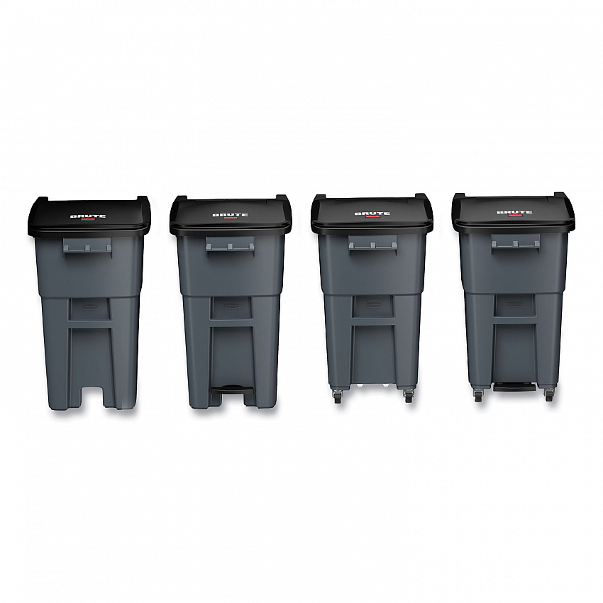 Rollout Container, 50 gal, Molded Plastic, Gray (9W27GY)