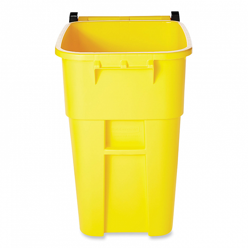 Square Brute Rollout Container, 50 gal, Molded Plastic, Yellow (9W27YEL)